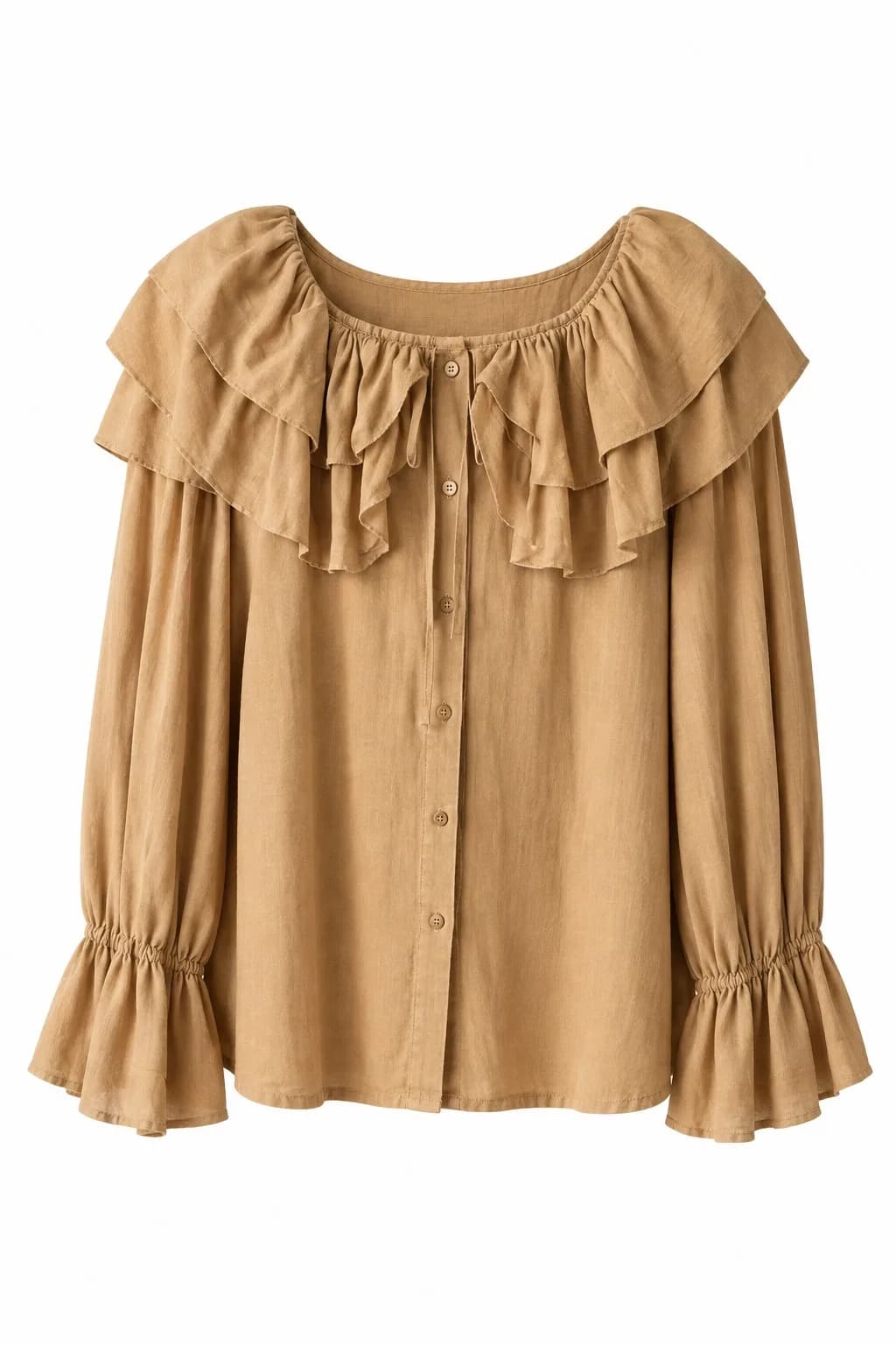 Blusa Vintage Christian Dior Tricots et Coordonnés Bege com Babados