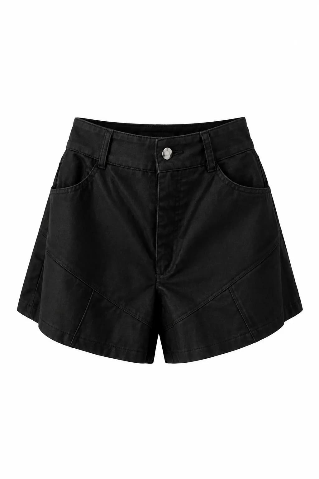 Short Acostamento Preto em Couro Sintético Feminino Tam. 44 com Tag